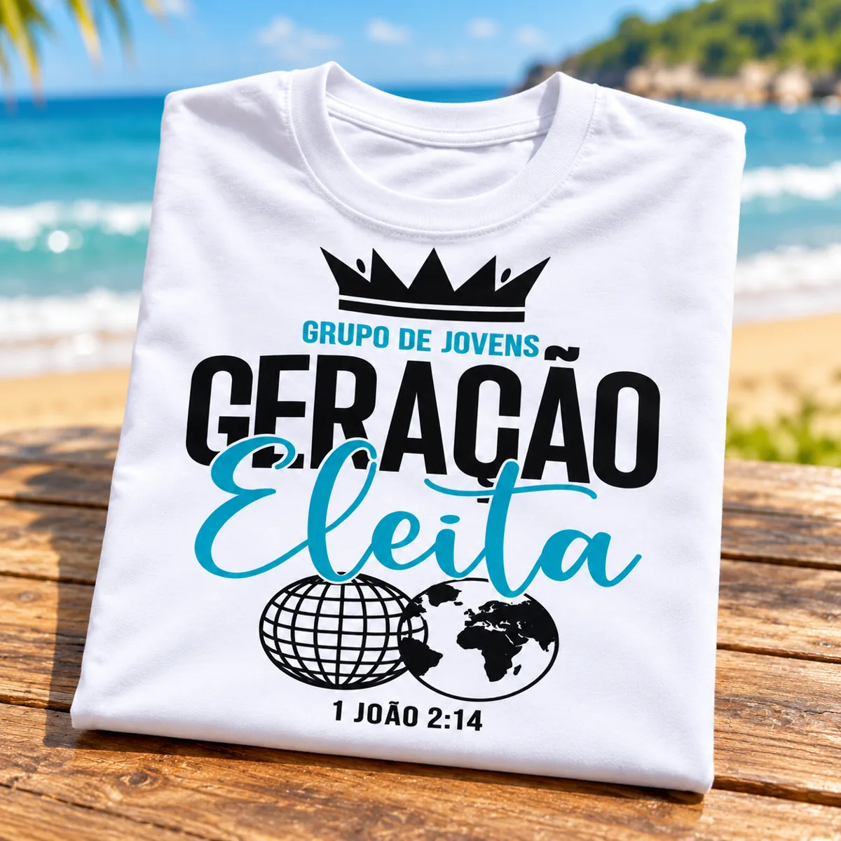 Camiseta branca personalizada para grupo de jovens da igreja