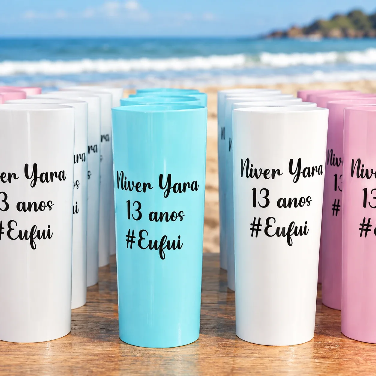 Copos long drink coloridos personalizados para aniversário