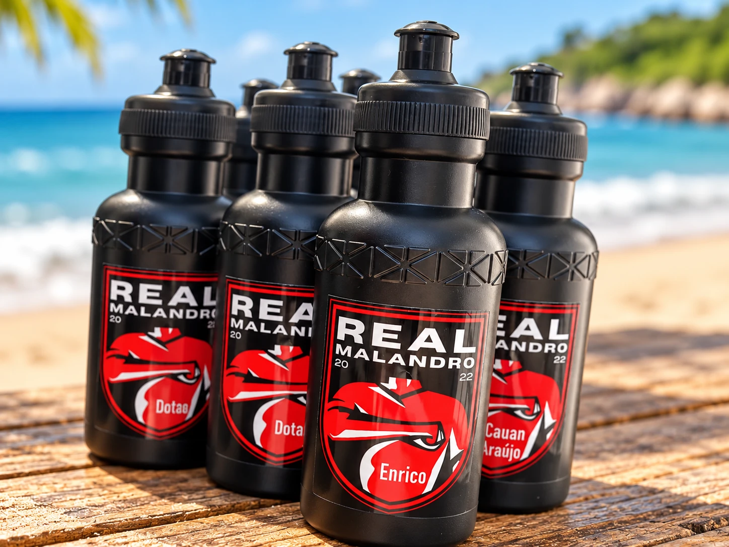 Squeezes pretos personalizados com escudo de time e nome de cada jogador